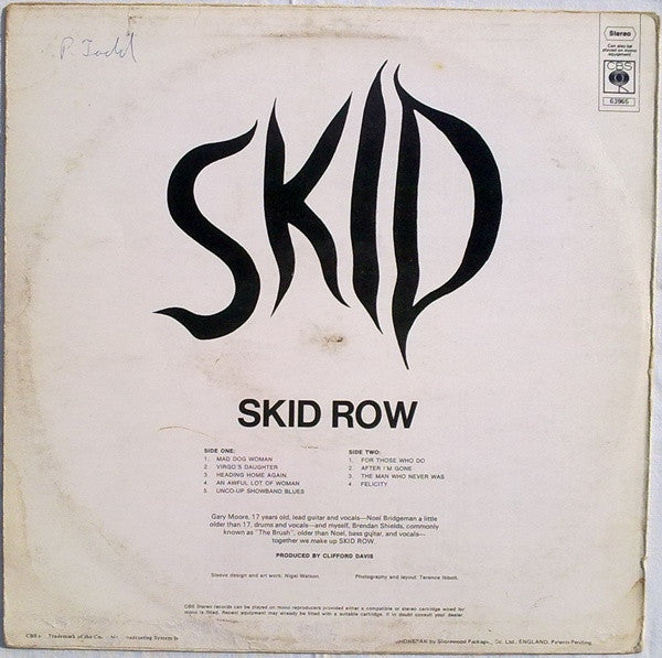 Skid Row (2) : Skid (LP, Album)