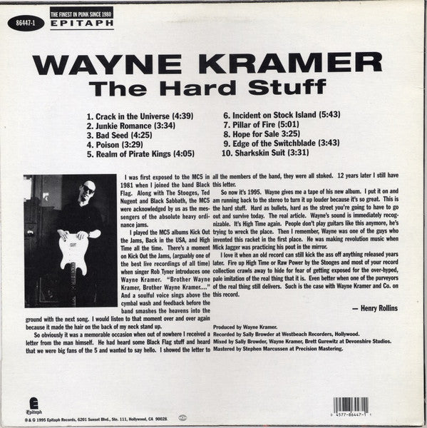 Wayne Kramer : The Hard Stuff (LP, Album)