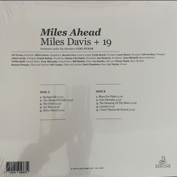 Miles Davis + 19 - Orchestra Under The Direction Of Gil Evans : Miles Ahead (LP, Album, Yel)
