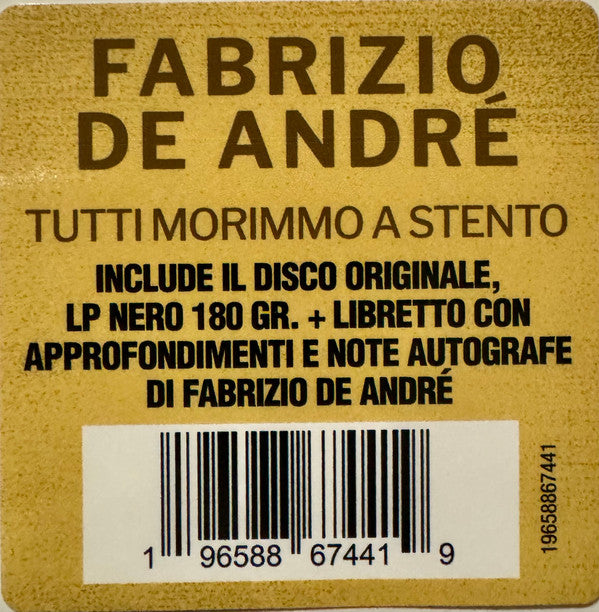 Fabrizio De André : Tutti Morimmo A Stento (LP, Album, RE, 180)