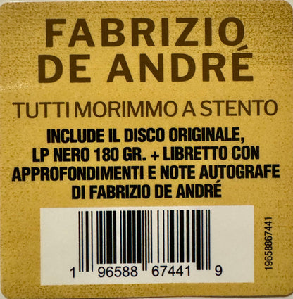 Fabrizio De André : Tutti Morimmo A Stento (LP, Album, RE, 180)