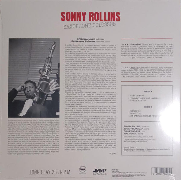 Sonny Rollins : Saxophone Colossus (LP, Album, Ltd, RE, 180)