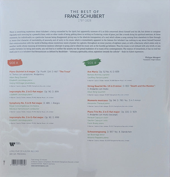 Various : The Best Of Franz Schubert (LP, Comp)