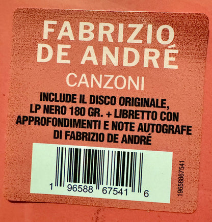 Fabrizio De André : Canzoni (LP, Album, RE, RM, 180)