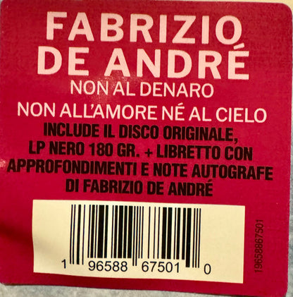 Fabrizio De André : Non Al Denaro Non All'Amore Nè Al Cielo (LP, Album, RE, RM, 180)