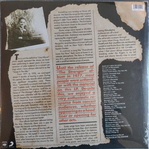 Billy Joel : Songs In The Attic (LP, Album, RE, Gat)