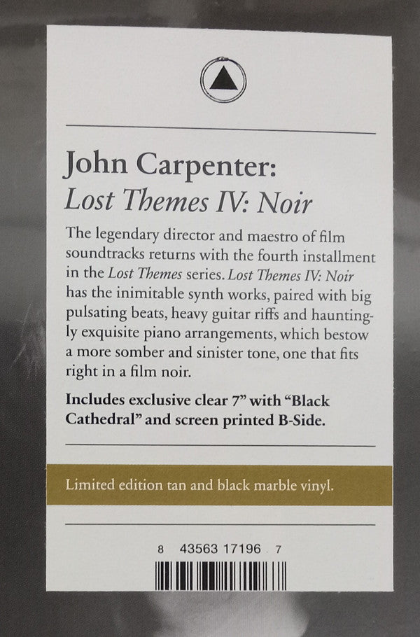John Carpenter : Lost Themes No. 4: "Noir" (LP, Album, Tan + 7", S/Sided, Cle + Ltd, Gol)