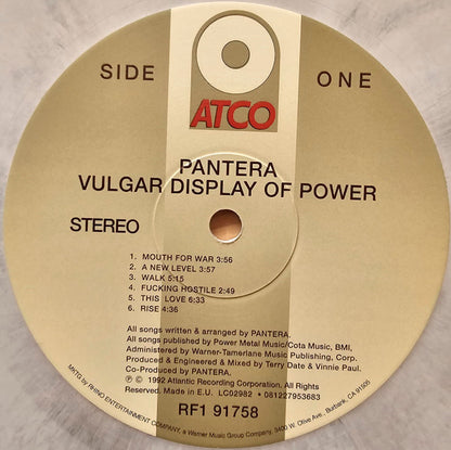 Pantera : Vulgar Display Of Power (LP, Album, Ltd, RE, Whi)