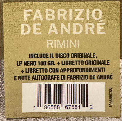 Fabrizio De André : Rimini (LP, Album, RE, RM, 180)