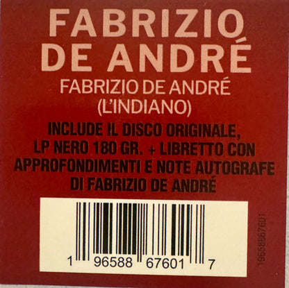 Fabrizio De André : Fabrizio De André (L'Indiano) (LP, Album, RE, RM, 180)