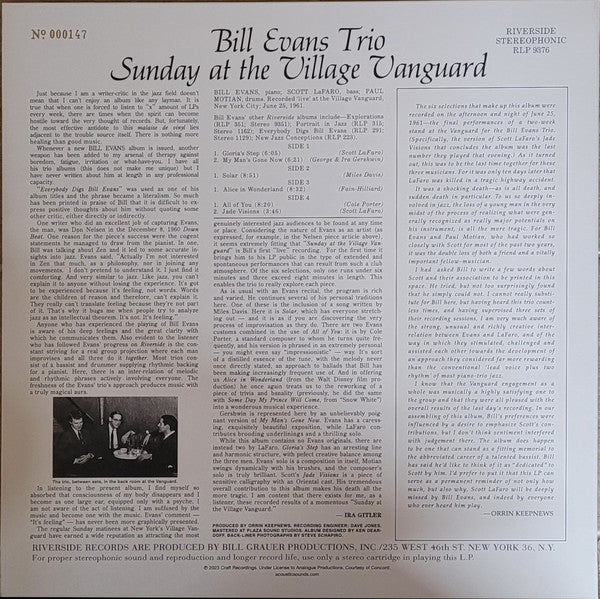 Bill Evans Trio* Featuring Scott La Faro* : Sunday At The Village Vanguard (2x12", Album, Ltd, Num, RE, 200)