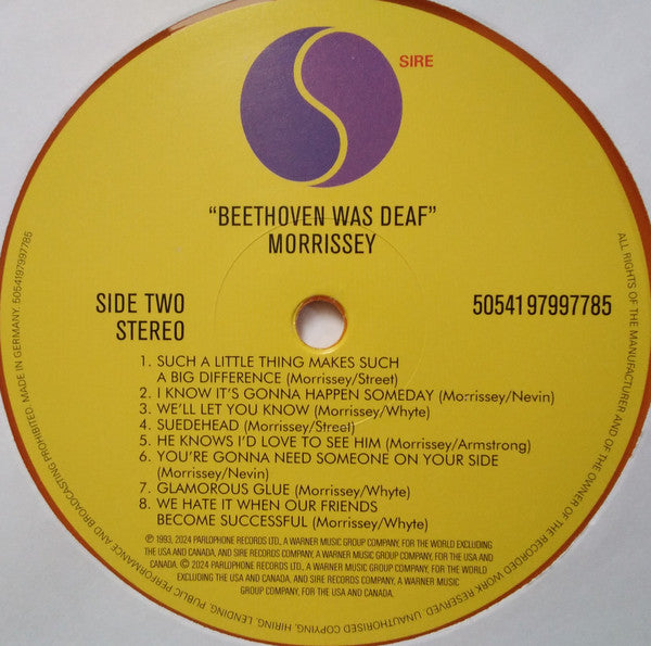 Morrissey : Beethoven Was Deaf Live In Paris (LP, Album, RE, RM, Ora)