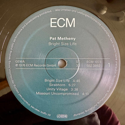 Pat Metheny : Bright Size Life (LP, Album, RE)