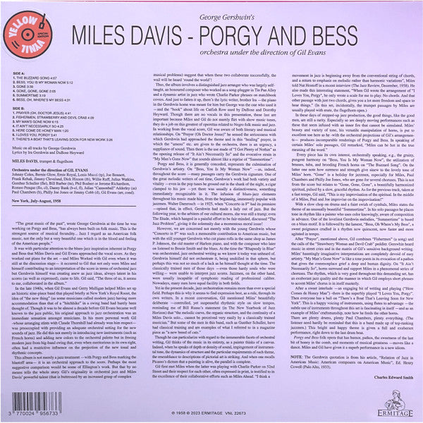 Miles Davis, George Gershwin : Porgy And Bess (LP, RE, Yel)