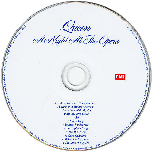 Queen : A Night At The Opera (CD, Album, RE, RM, RP, Jew)