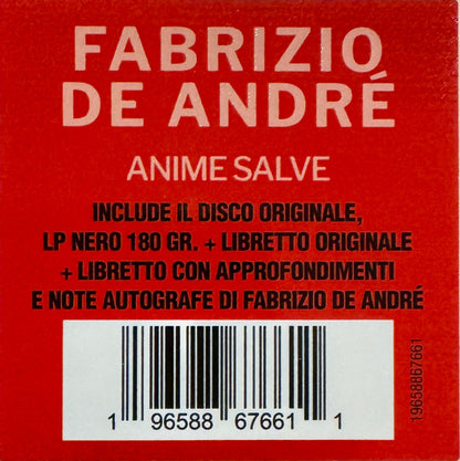 Fabrizio De André : Anime Salve (LP, Album, RE, RM, 180)