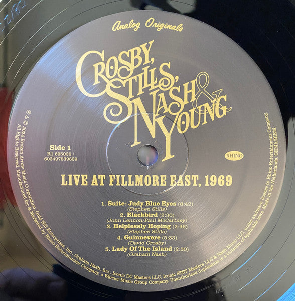 ワールドワイド2LP Crosby, Stills, Nash &amp; Young Live At Fillmore East, 1969 RCV1695026 Rhino Records /00520 Crosby, Stills, Nash & Young – Live At Fillmore East, 1969