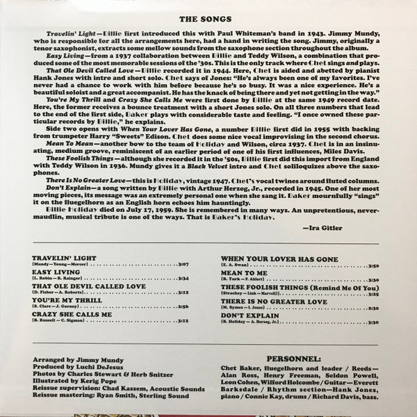 Chet Baker : Baker's Holiday (LP, Album, RE, Gat)