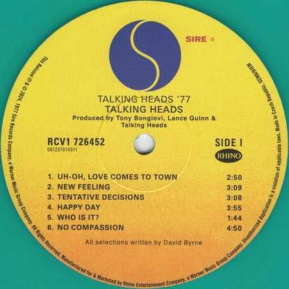 Talking Heads : Talking Heads: 77  (LP, Album, RE, RM + LP, Comp + Ltd, Gre)