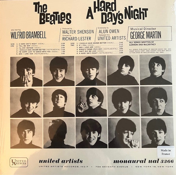 The Beatles : A Hard Day's Night (Original Motion Picture Sound Track) (LP, Album, Mono, RE, 180)