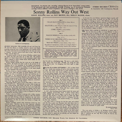 Sonny Rollins : Way Out West (LP, Album, RE, 180)