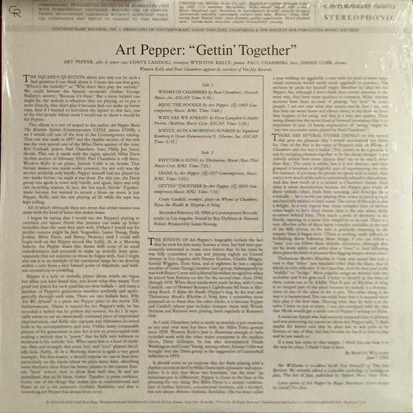 Art Pepper : Gettin' Together! (LP, Album, RE, 180)