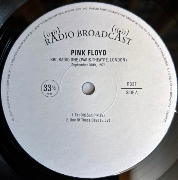 Pink Floyd : BBC Radio One (Paris Theatre, London, Sept. 30th 1971) (LP, RE, Unofficial)