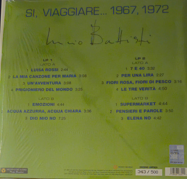 Lucio Battisti : Si, Viaggiare... 1967, 1972 (2xLP, Comp, Ltd, RM)