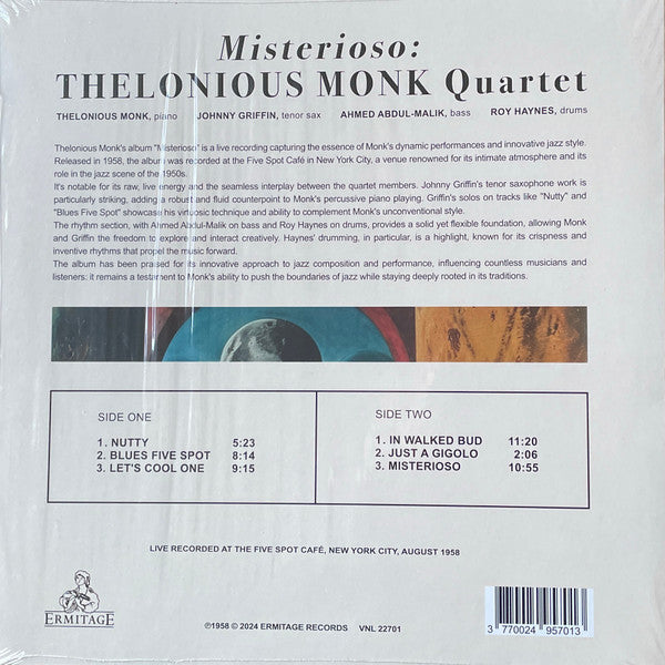 The Thelonious Monk Quartet : Misterioso (LP, S/Edition, Yel)