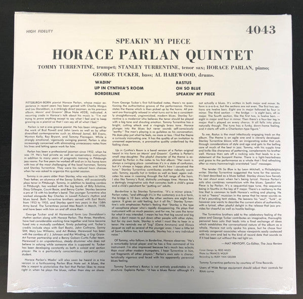 Horace Parlan Quintet : Speakin' My Piece (LP, Album, Ltd, RM, 180)