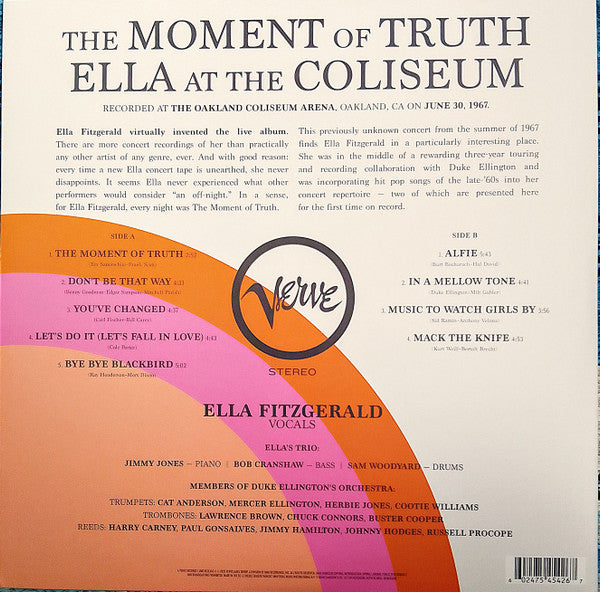 Ella Fitzgerald : The Moment Of Truth (Ella At The Coliseum) (LP, Album, Gat)