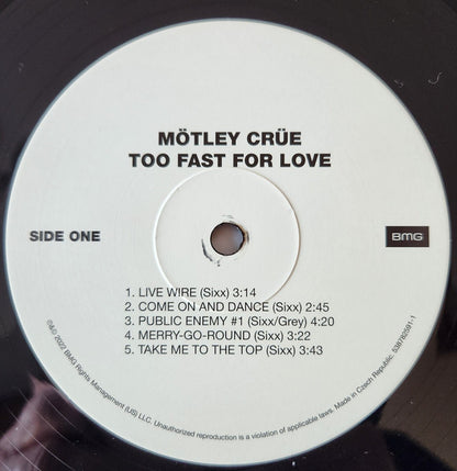 Mötley Crüe : Too Fast For Love (LP, Album, RE, RM)