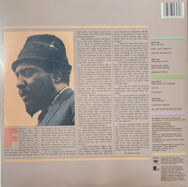 Thelonious Monk : Live At The It Club (2xLP, Album, RSD, Ltd, RM)