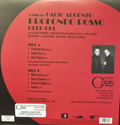 Claudio Simonetti's Goblin : Profondo Rosso = Deep Red (1975-2025) (LP, Ltd, Num, Pic, RE)