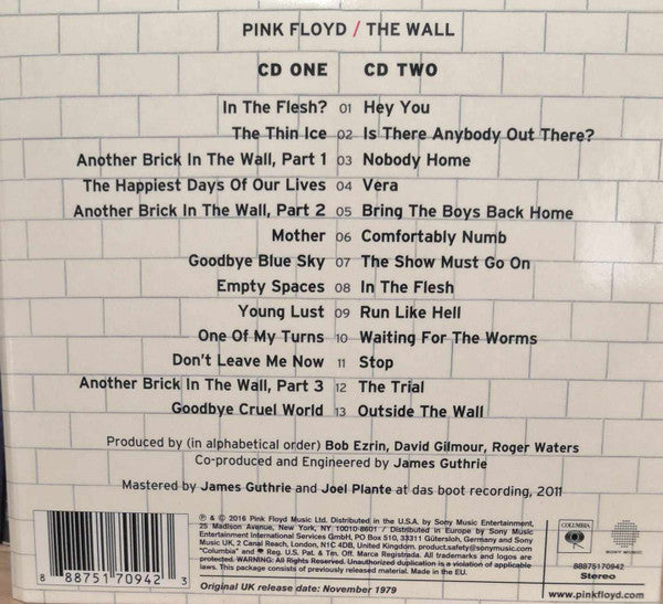Pink Floyd : The Wall (2xCD, Album, RE, RM, Tri)