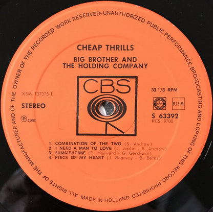 Big Brother & The Holding Company : Cheap Thrills (LP, Album, RE, RP)