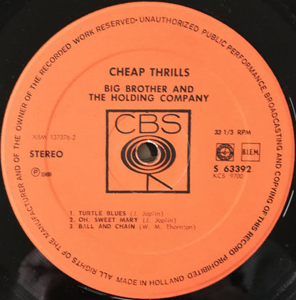 Big Brother & The Holding Company : Cheap Thrills (LP, Album, RE, RP)