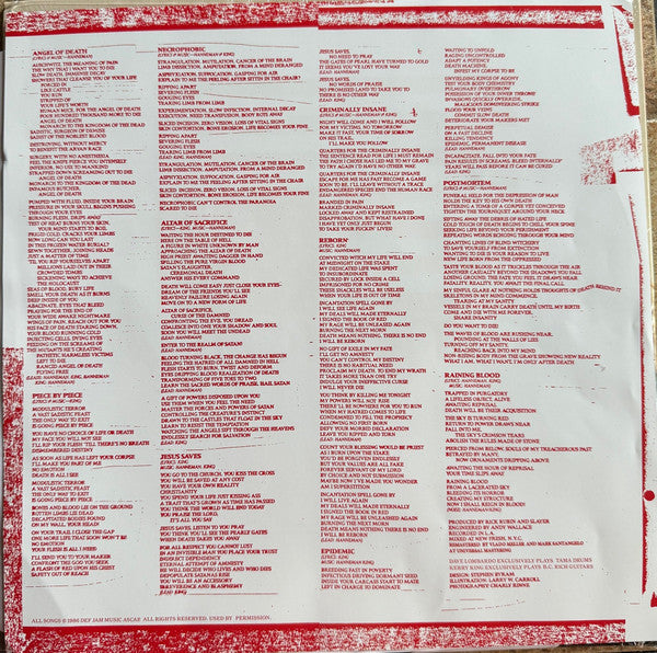 Slayer : Reign In Blood (LP, Album, RE, RM)