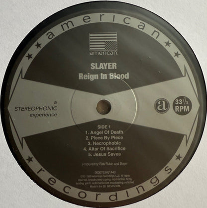 Slayer : Reign In Blood (LP, Album, RE, RM)