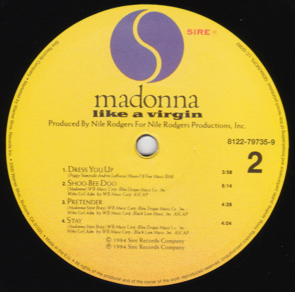 Madonna : Like A Virgin (LP, Album, RE, 180)