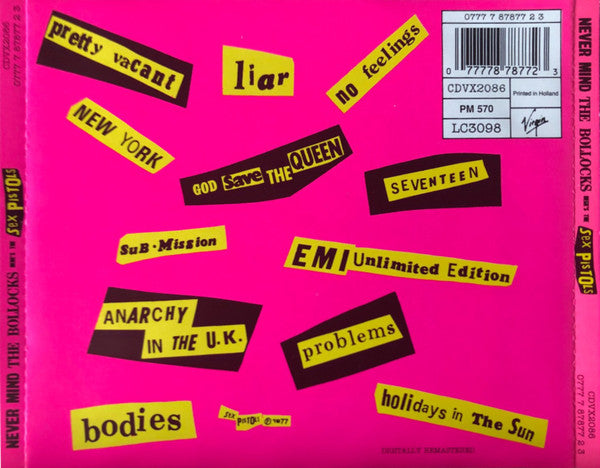 Sex Pistols : Never Mind The Bollocks Here's The Sex Pistols (CD, Album, RE, RM)
