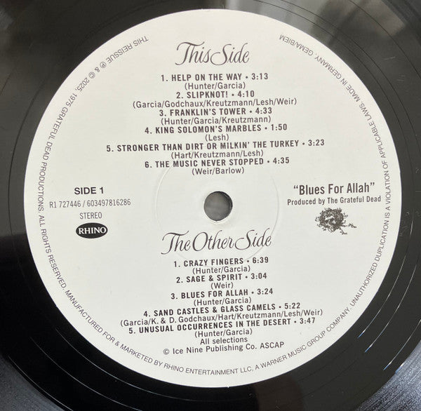 The Grateful Dead : Blues For Allah (LP, Album, RE, RM, 50t)