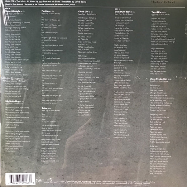 Iggy Pop : The Idiot (LP, Album, Ltd, RE, Ora)