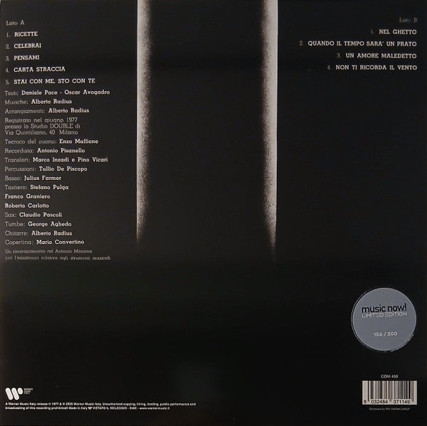 Alberto Radius : Carta Straccia (LP, Ltd, Num, RE)