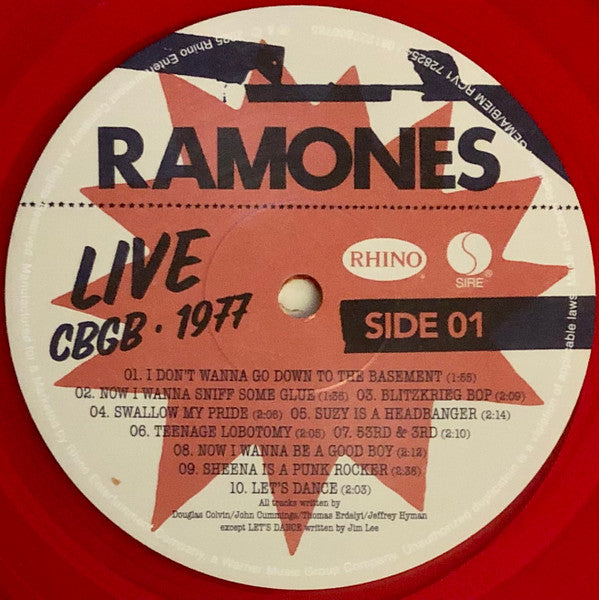 Ramones : Live (CBGB • 1977) (LP, RSD, Ltd, RE, Red)