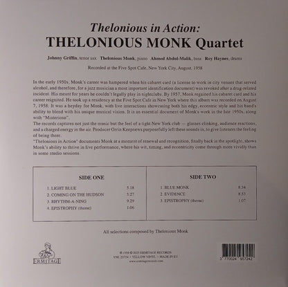 Thelonious Monk Quartet* With Johnny Griffin : Thelonious In Action (LP, RE, S/Edition, Yel)