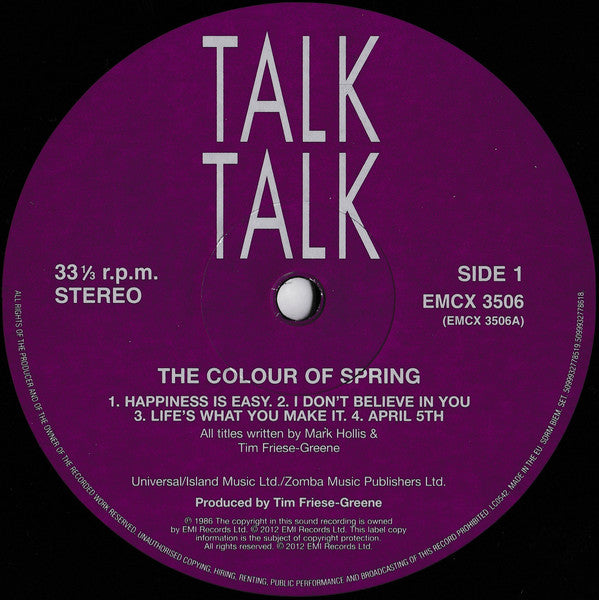 Talk Talk : The Colour Of Spring (LP, Album, RE, 180 + DVD-V, Album, RE, NTSC)