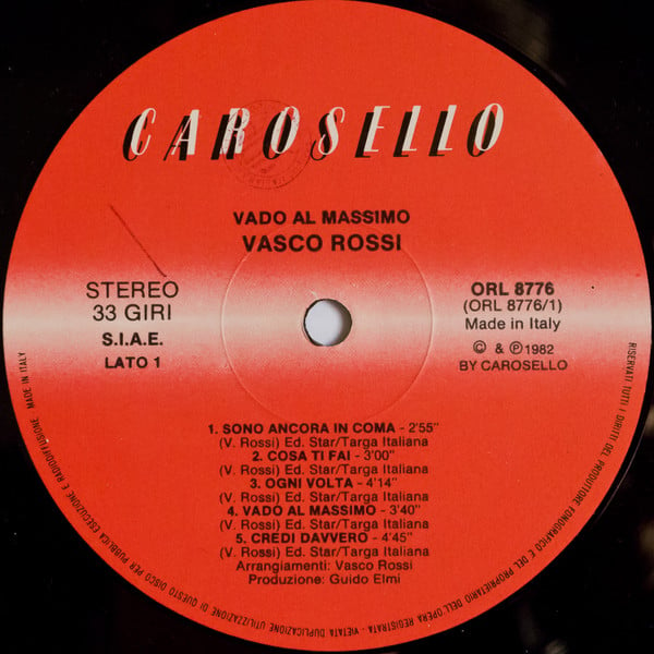 Vasco Rossi : Vado Al Massimo (LP, Album, RE)