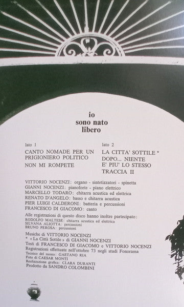 Banco Del Mutuo Soccorso : Io Sono Nato Libero (LP, Album, Ltd, Num, RE)