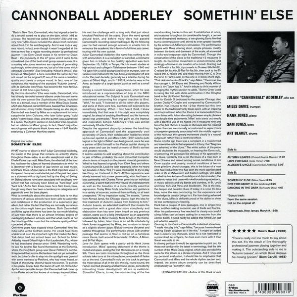 Cannonball Adderley : Somethin' Else (LP, Album, Ltd, RE, RM, 180)